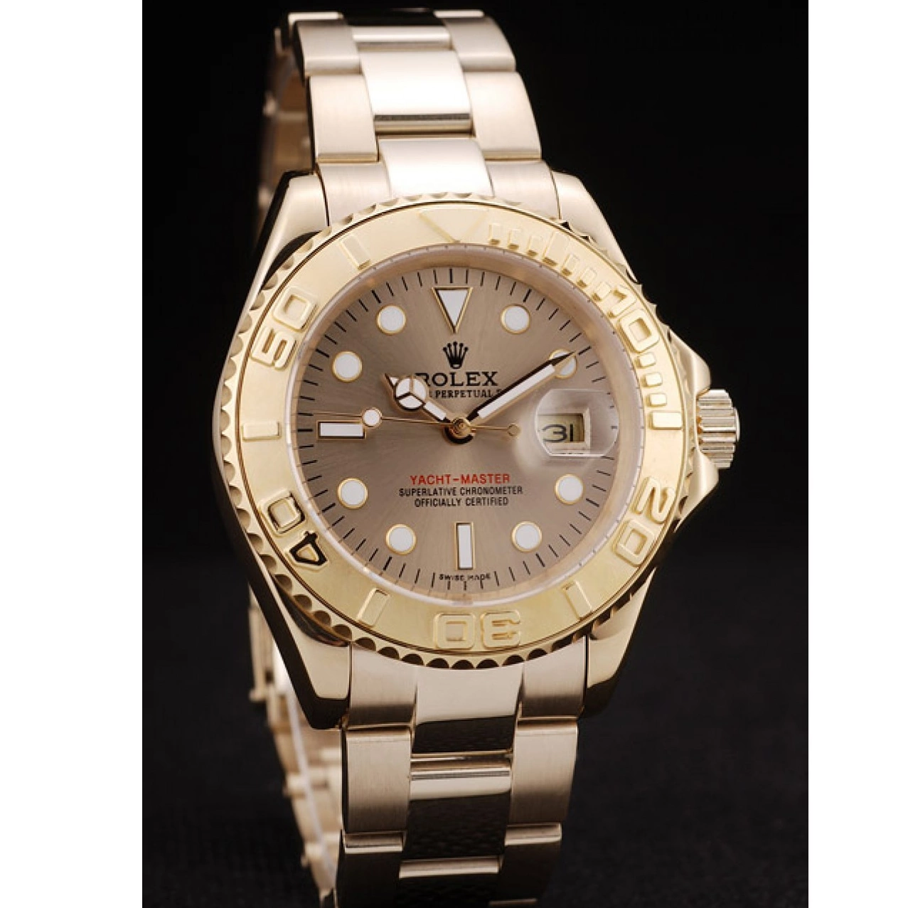 AAA replica watch Gold Master Rolex Bezel Gold 98232 Dial Yacht 0710